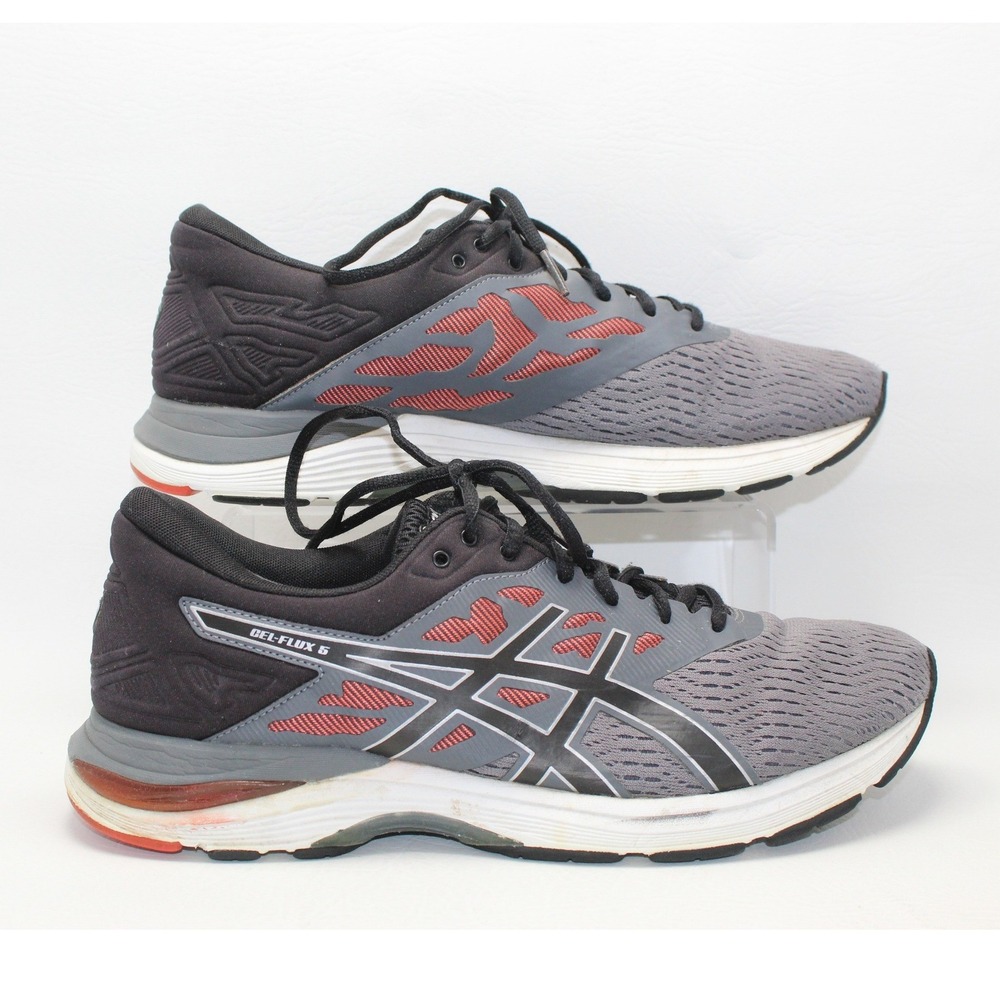ASICS Gel-Flux 5 Mens Running Shoes Grey Black Red T811N Size 10.5